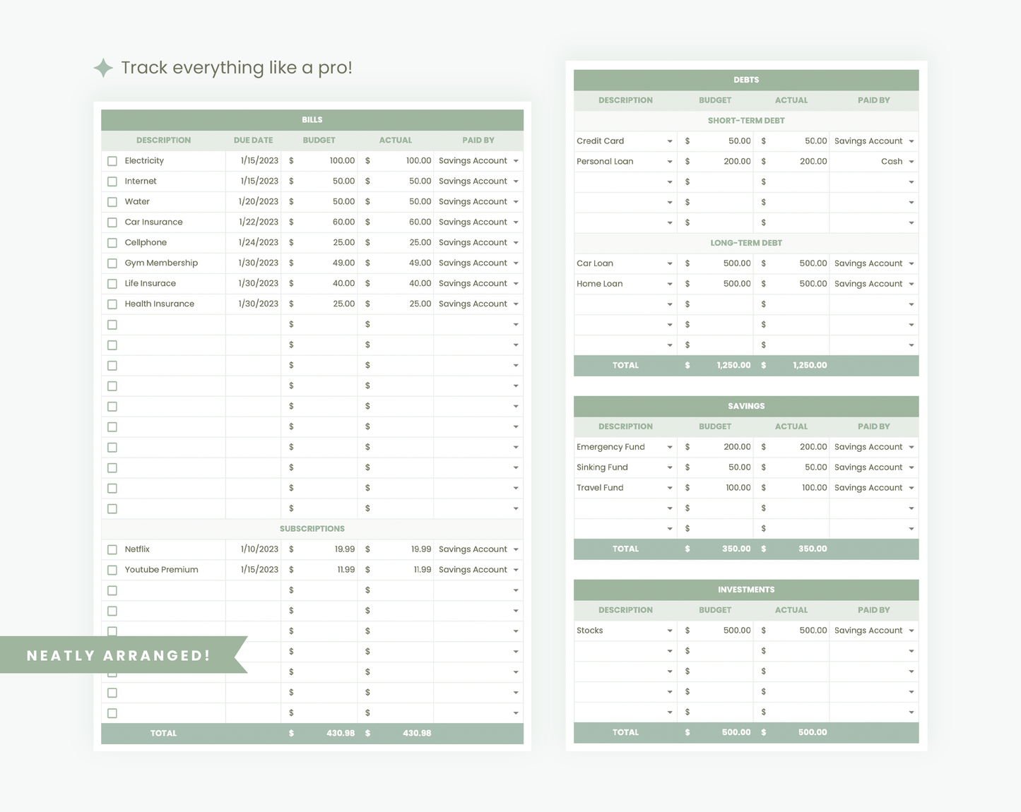 Budget Spreadsheet