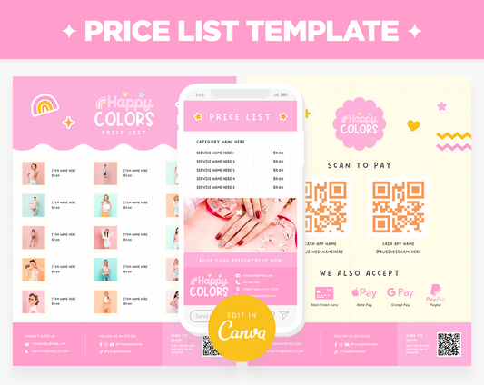 Happy Colors Price List Template