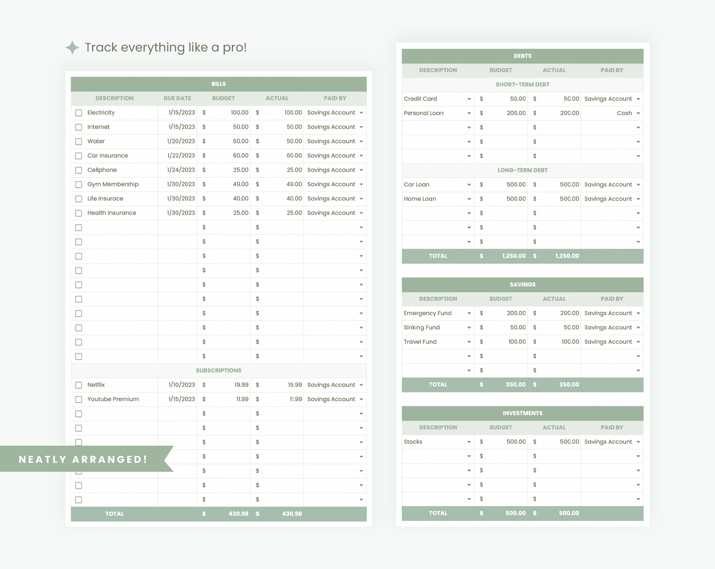 Budget Spreadsheet