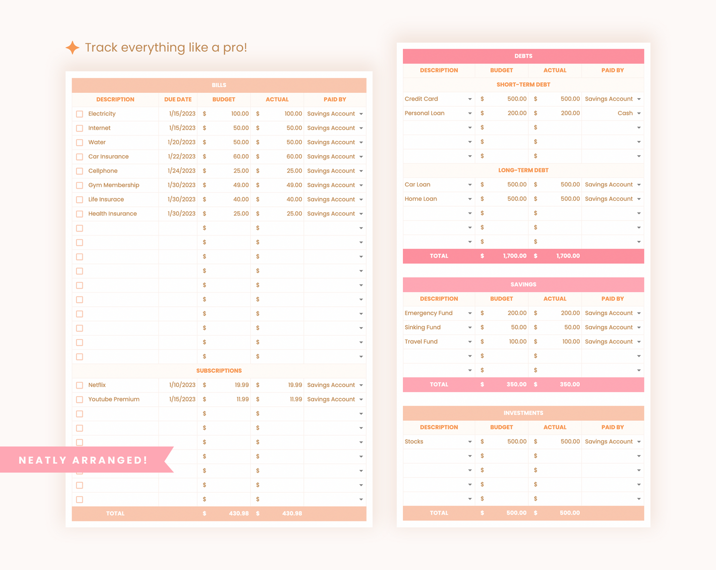 Budget Spreadsheet