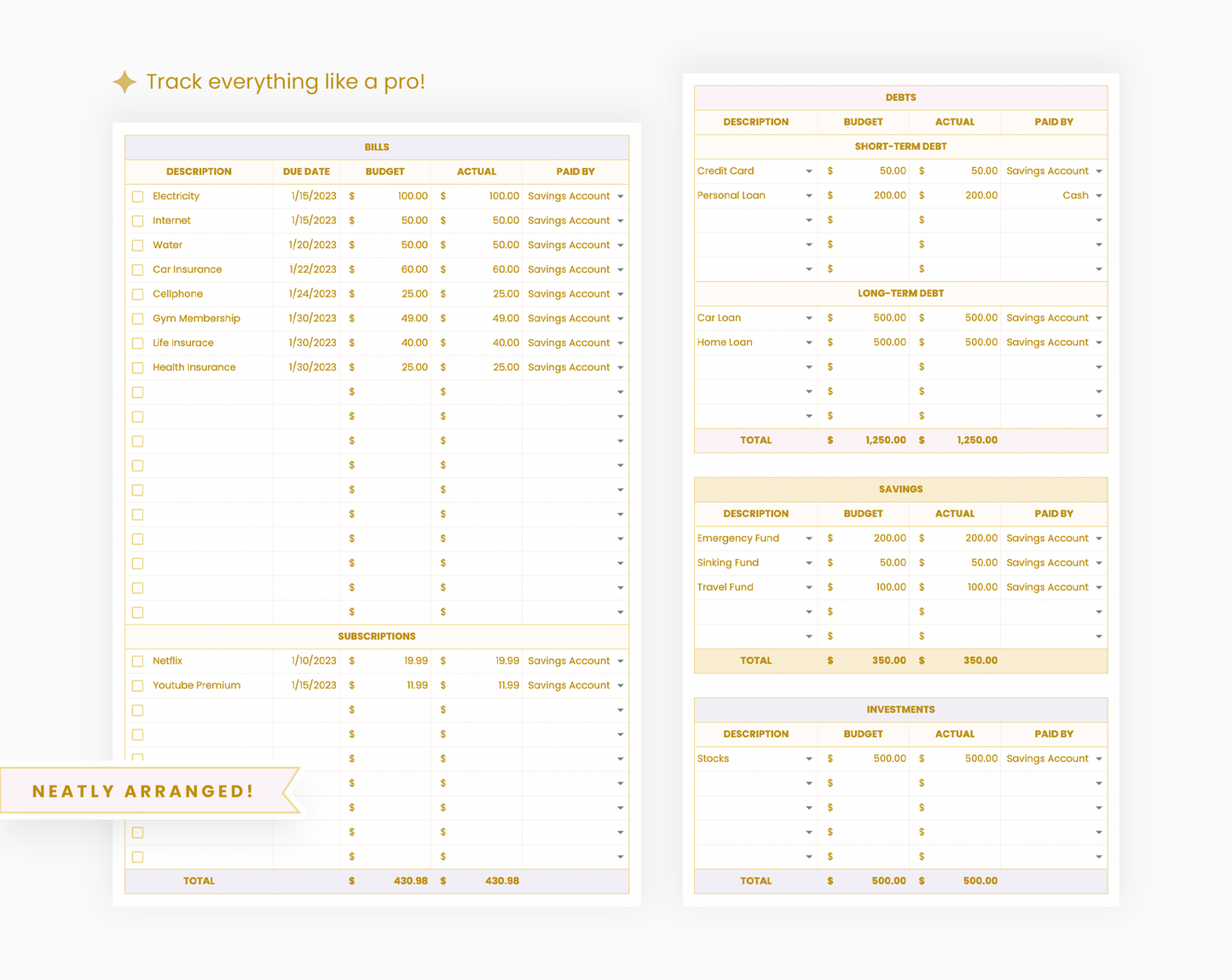 Budget Spreadsheet